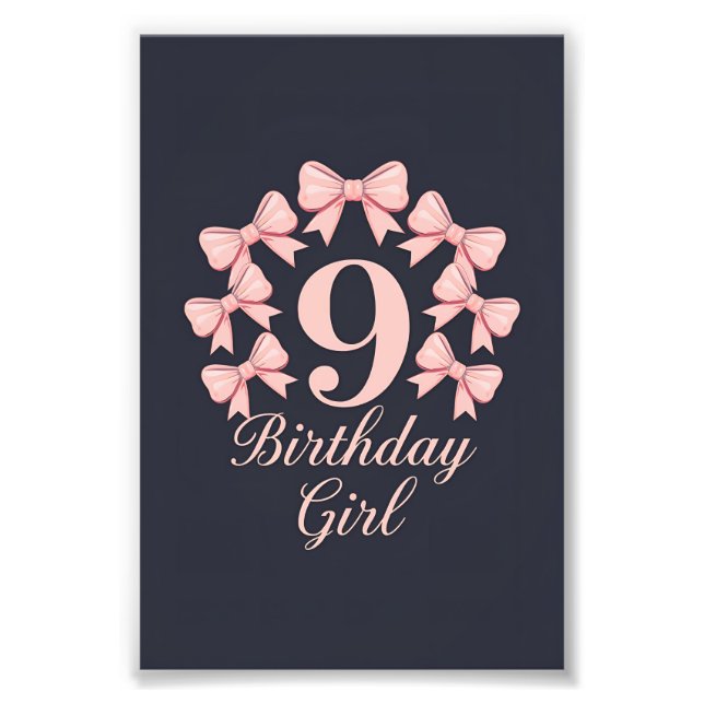 Impression Photo Fille qui fête son 9e anniversaire (Devant)