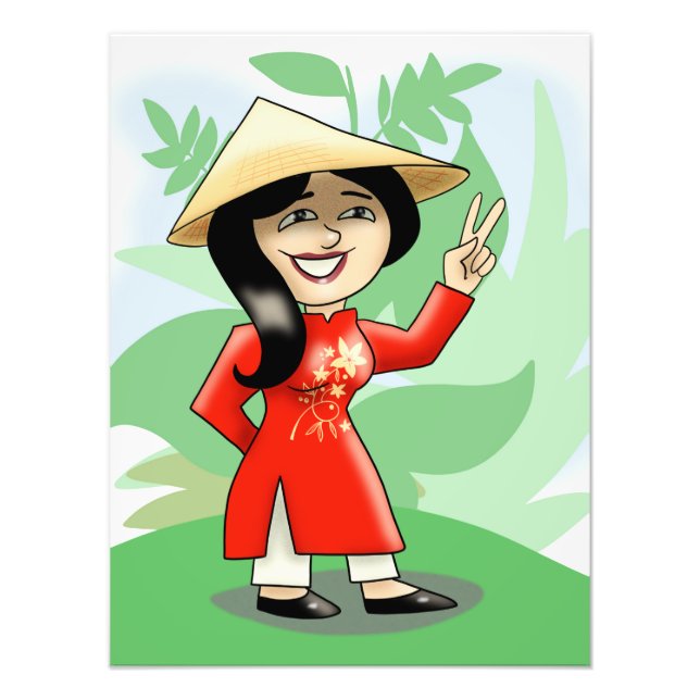 Impression Photo Fille vietnamienne en Ao Dai (Devant)