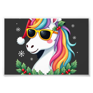 Impression Photo Filles Garçons Licorne de Noël Xmas Santa Mignon E