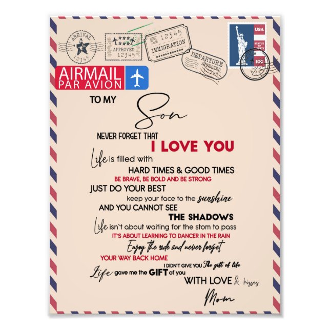 Impression Photo Fils d'amour | À Mon Fils N'Oublie Jamais Que Je T (Devant)