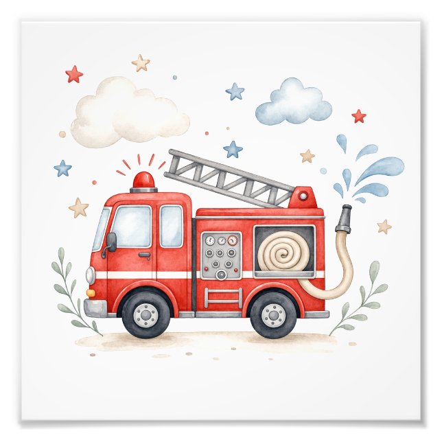 Impression Photo Firetruck Nursery Decor (Devant)
