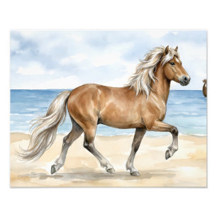 Impression Photo Fjara Cheval islandais aquarelle sur la plage