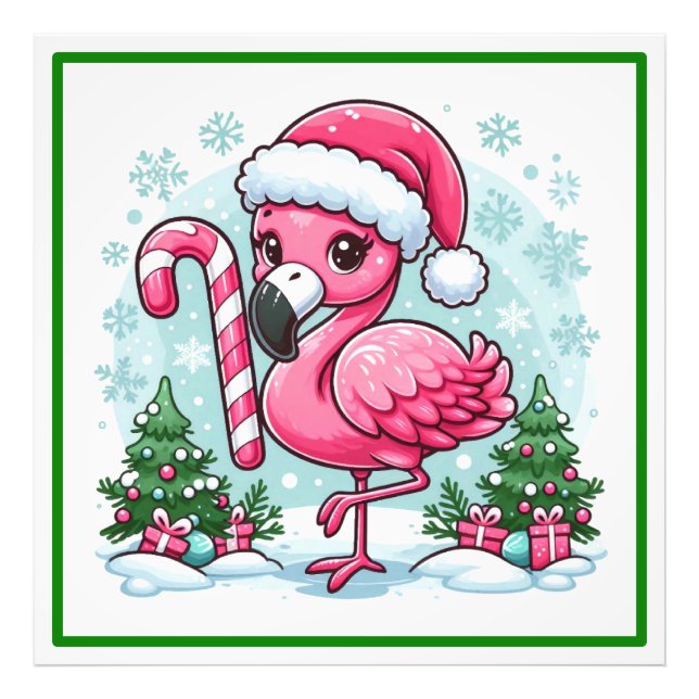 Impression Photo Flamant rose de Noël Clipart-27301 (Devant)