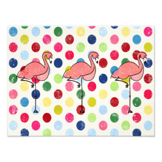 Impression Photo Flamants roses funky mignon Pois coloré