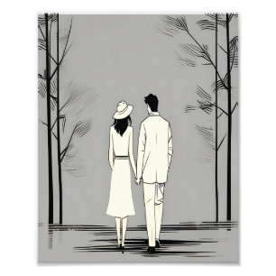 Impression Photo Flèche romantique Couple Flâne minimaliste Ligne A