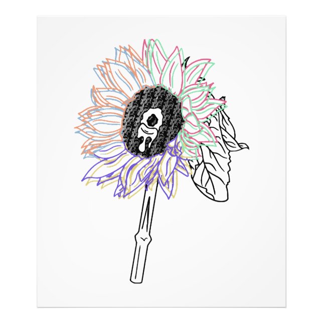 Impression Photo Fleur Arc-en-ciel Art Funky (Devant)