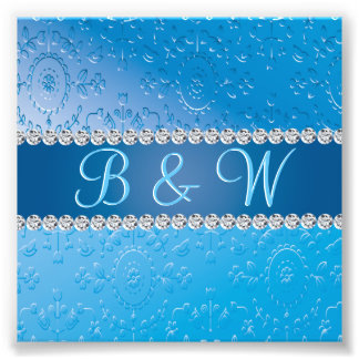 Impression Photo Fleur bleue Monogramme intégrée