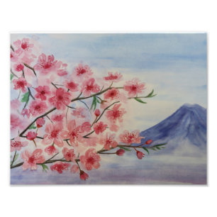 Impression Photo Fleur d'arbre de Sakura et montagne de Fuji