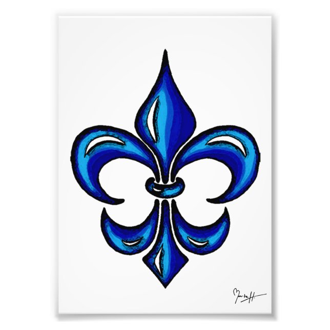 Impression Photo Fleur de Lis en bleu (Devant)