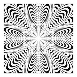 Impression Photo Fleur d'illusion optique abstraite noire