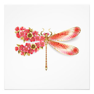 Impression Photo Fleur libellule avec sakura bijoux