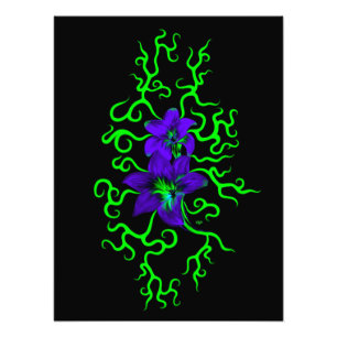 Impression Photo Fleur Lily violette sur noir