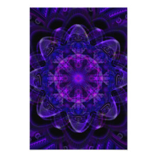 Impression Photo Fleur spirale Fractale Violet foncé Pixel UV