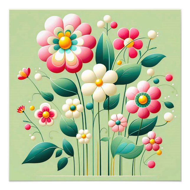 Impression Photo Fleurs 3d colorées (Devant)