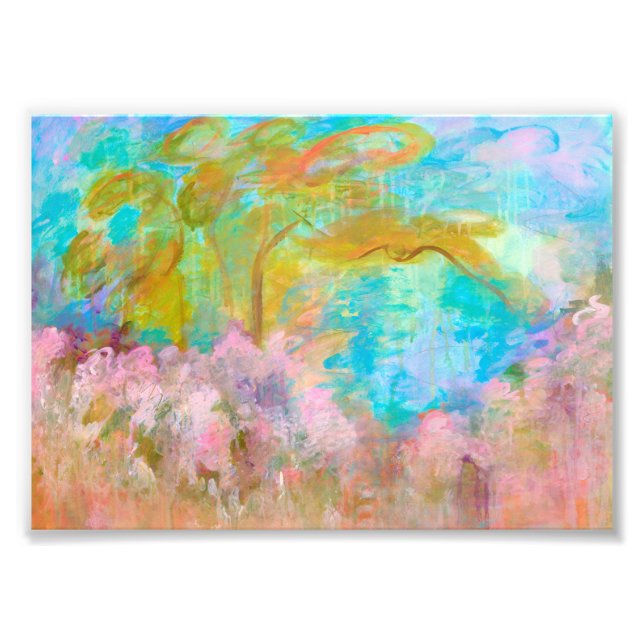 Impression Photo Fleurs abstraites d'Aqua de rose d'arbre d'art de (Devant)