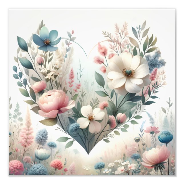 Impression Photo Fleurs Botaniques Douces au Pastel de Prairie (Devant)