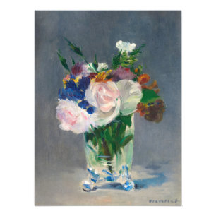 Impression Photo Fleurs dans un vase de cristal par Edouard Manet
