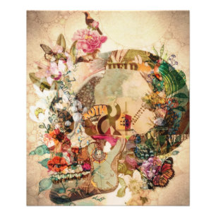 Impression Photo Fleurs de crâne à sucre Vintage