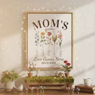 Impression Photo Fleurs de maman jardin aquarelle fleurs roses