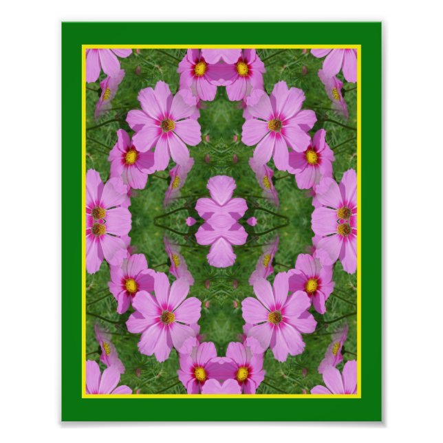 Impression Photo Fleurs de marguerite rose Cosmos Miroir Abstrait 8 (Devant)
