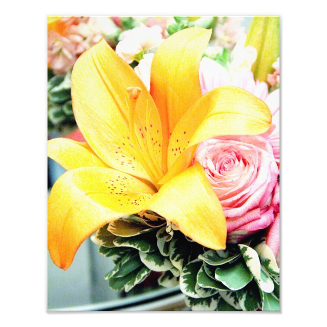 Impression Photo fleurs de mariage rose orange étoile lis rose (Devant)