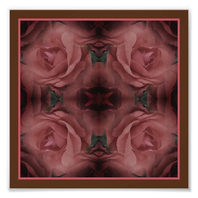 Impression Photo Fleurs de rose rouge miroir Nature Abstraite 8x8 (Devant)