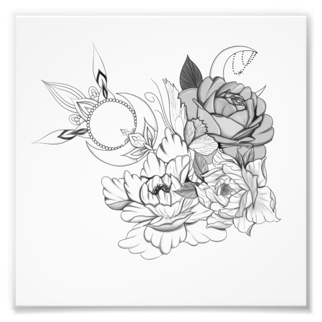 Impression Photo Fleurs et lune (Devant)