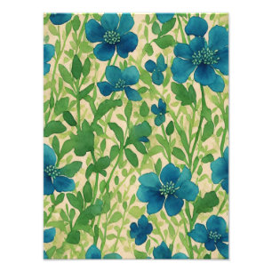 Impression Photo Fleurs fleurs sauvages bleues vintage éphémère mot