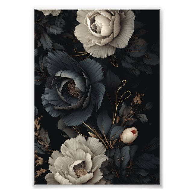 Impression Photo Fleurs noires et blanches (Devant)