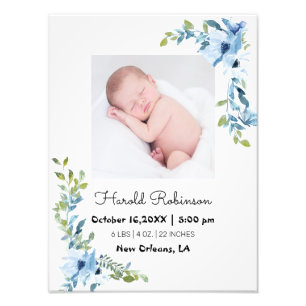 Impression Photo Fleurs Statistiques de naissance de bébé