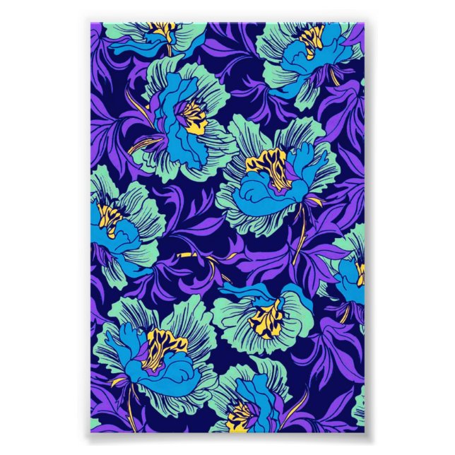 Impression Photo Fleurs violettes et bleues William Morris (Devant)