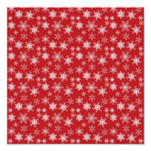 Impression Photo Flocons de neige sur fond rouge