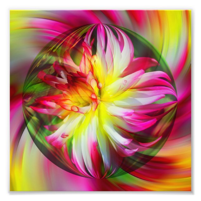 Impression Photo Flore de Dahlia Art Abstrait 8x8 (Devant)