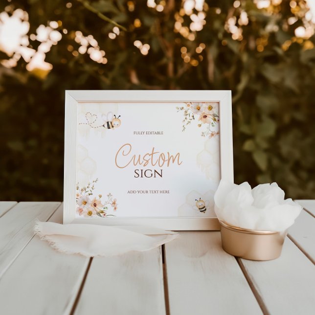 Impression Photo Flore Miel Bumble Abeille Baby shower personnalisé (Créateur téléchargé)