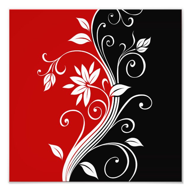 Impression Photo Flore rouge blanc et noire (Devant)
