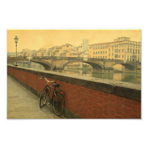 Impression Photo Florence Italie Vélo Vintage au bord de l'Arno