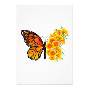 Impression Photo Flower Butterfly with Yellow California Poppy