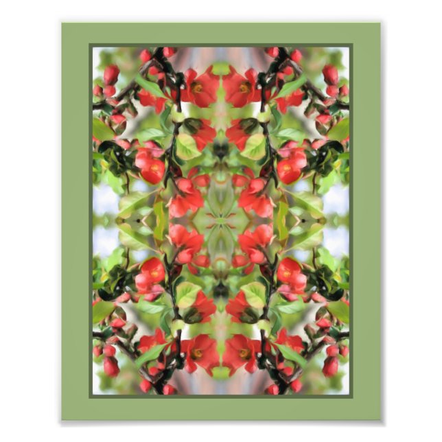Impression Photo Flower Quince Red Blossoms Miroir Abstrait 8x10 (Devant)