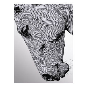 Impression Photo Flux du Cheval en Ligne Artistique Minimaliste Sau
