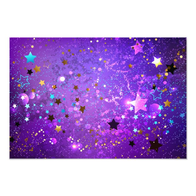 Impression Photo Fond en feuille de papier violet avec des étoiles (Devant)