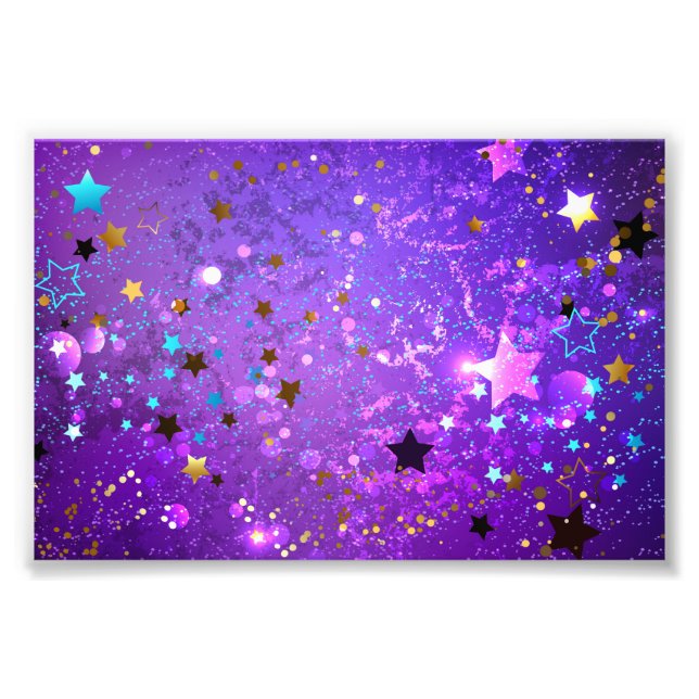 Impression Photo Fond en feuille de papier violet avec des étoiles (Devant)