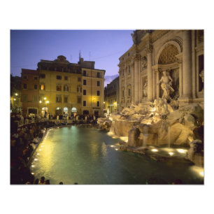 Impression Photo Fontaine de Trevi la nuit, Rome, Latium, Italie