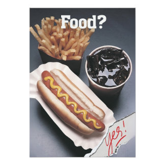 Impression Photo Food? Yes! Funny Hot Dog & Fries Art Print