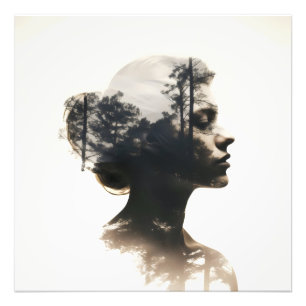 Impression Photo Forêt de femmes Double exposition