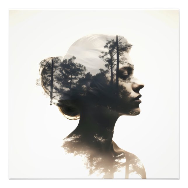 Impression Photo Forêt de femmes Double exposition (Devant)