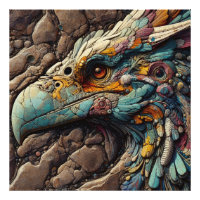 Fossile d'un oiseau éteint dans les roches - Art I