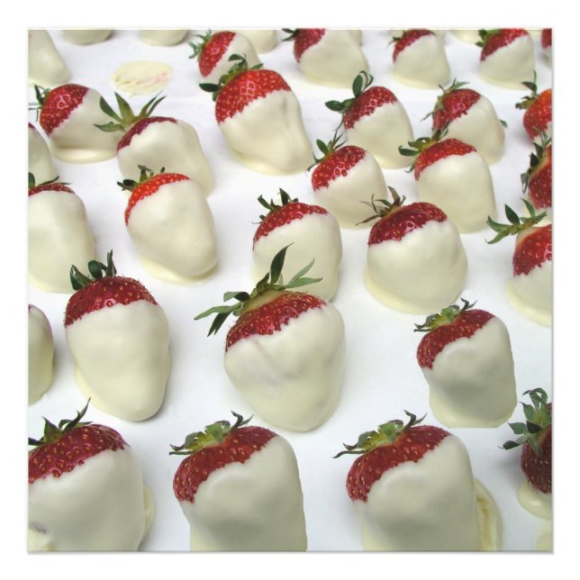 Impression Photo Fraises trempées dans le chocolat blanc (Devant)