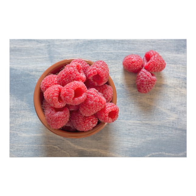 Impression Photo Framboises fraîches dans un bol (Devant)
