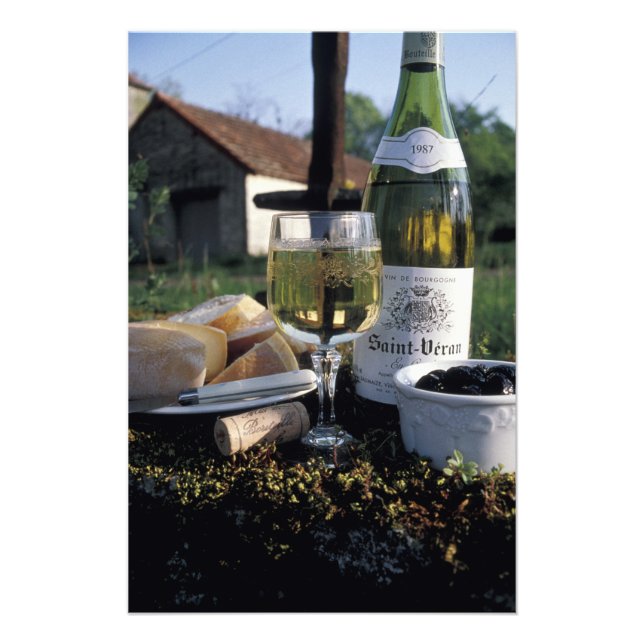Impression Photo France, Bourgogne, Chablis. Vin local et (Devant)