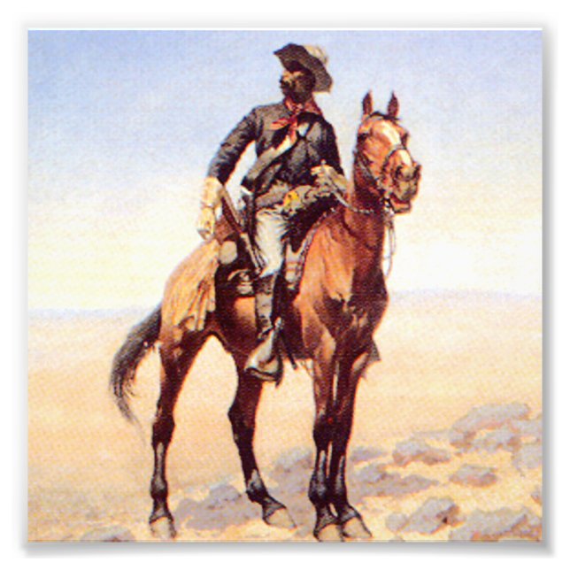 Impression Photo Frederic Remington Art Occidental "Cavalryman Noir (Devant)